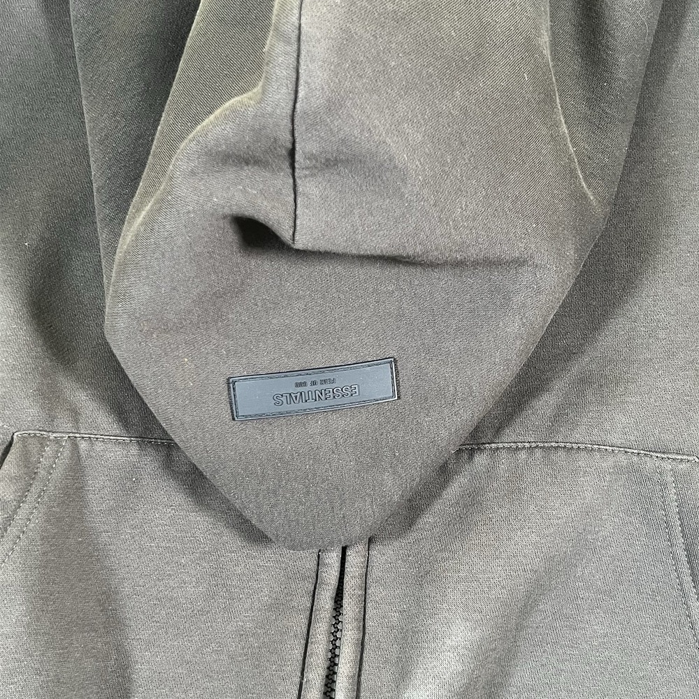 Fear of God ESSENTIALS Full Zip Up Hoodie Dark Olive Grey Size Medium - Picture 4 of 10